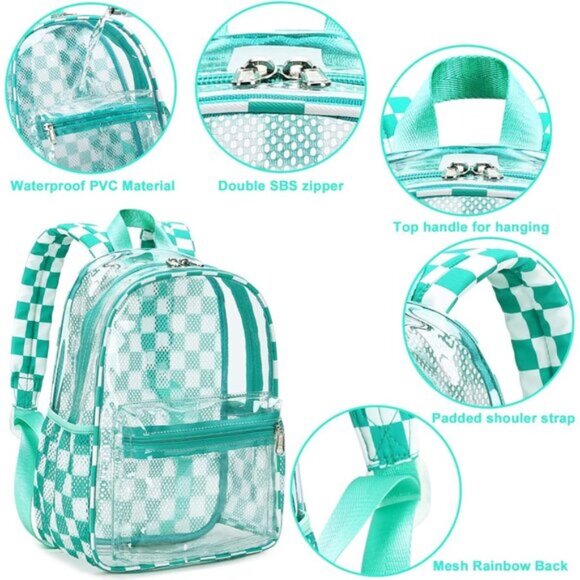New Beautiful Green White Clear Small Backpack for Girls, Women\'s (12x12x6) main image 6